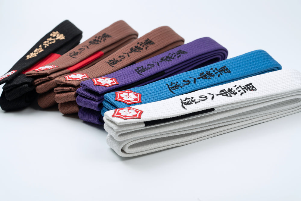 Embroidered belt showing clear character spacing