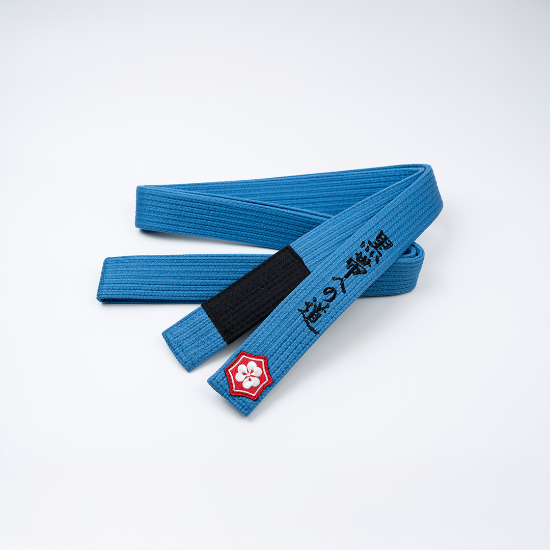 THE ROAD TO BLACK EDITION — KAZE blue belt with black embroidery