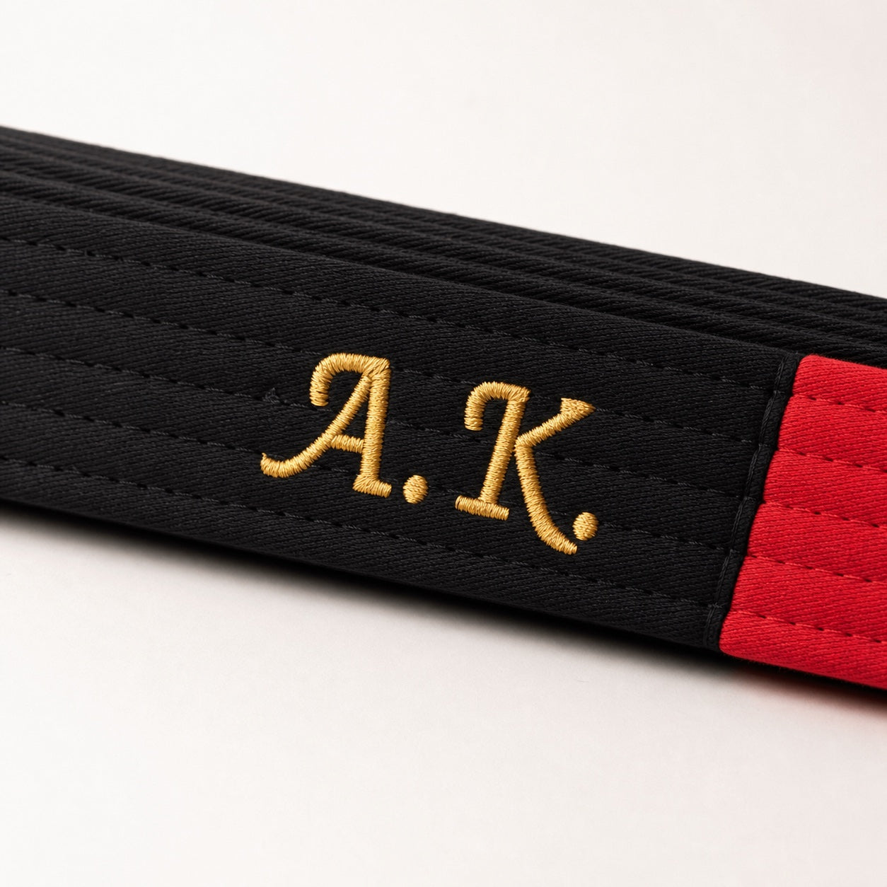 Name embroidery on a custom belt